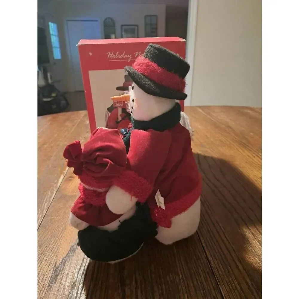 Vintage JC Penney Holiday Novelties Snowman Family Fabric Figurine Christmas
